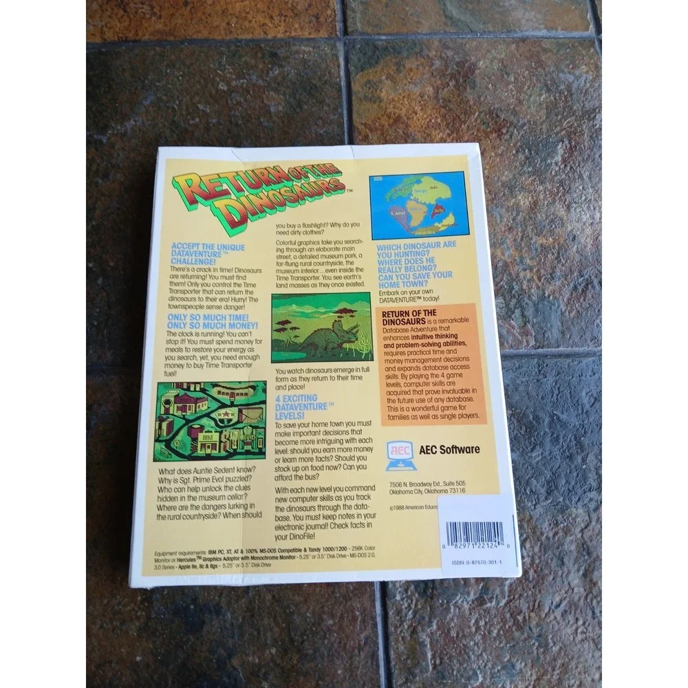 Return of the Dinosaurs (IBM,‎ 1988) Vintage Computer Video Game AEC Box PC